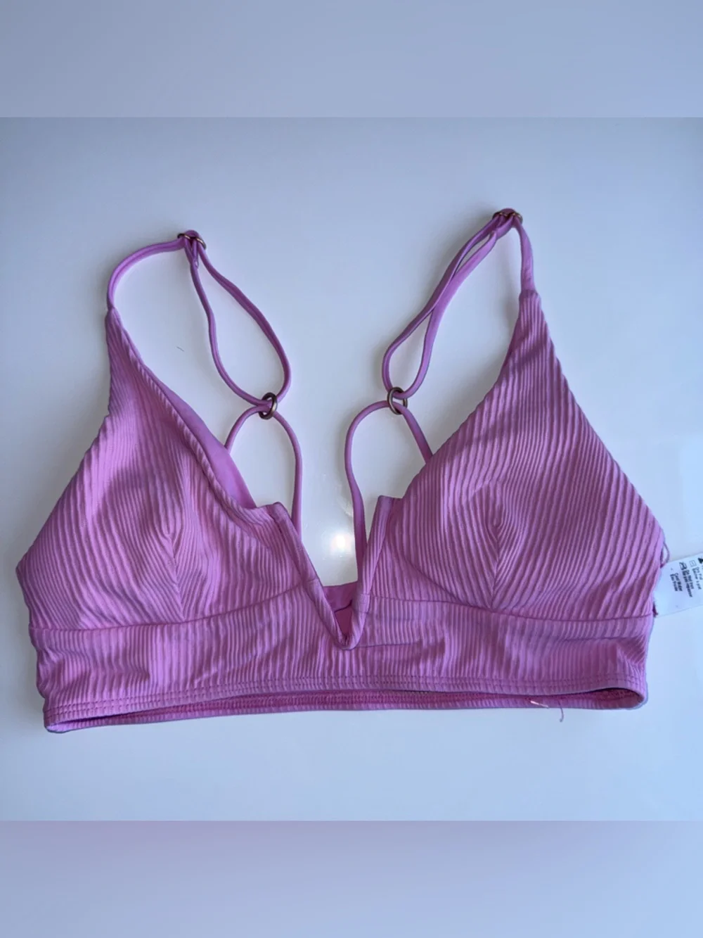L*SPACE Peony Purple Siren Top Court Bottom Ribbed Miami Beach style Bikini L - Picture 5 of 11